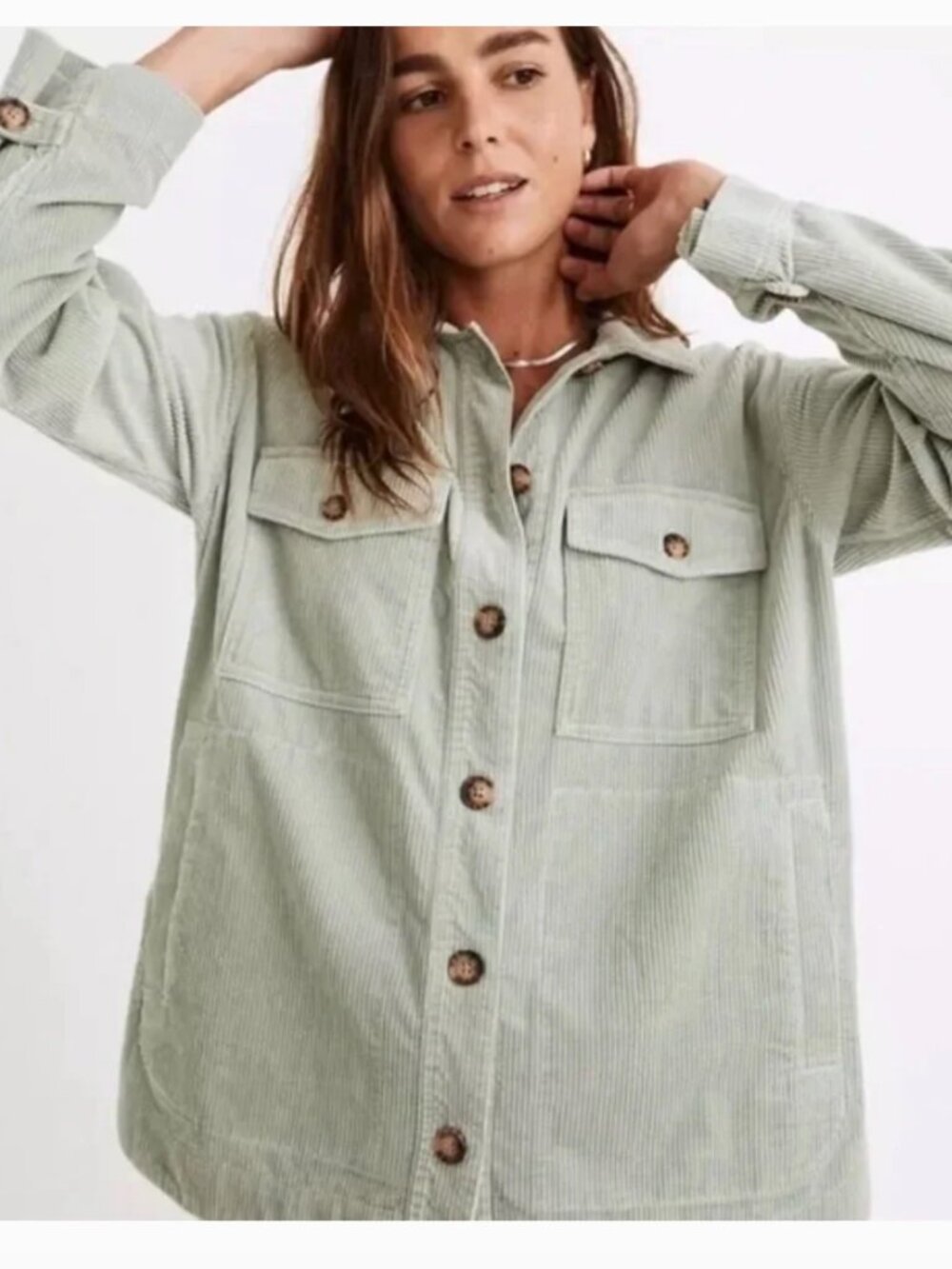 Madewell Light Sage Corduroy Yorkway Shirt/Jacket - Size L